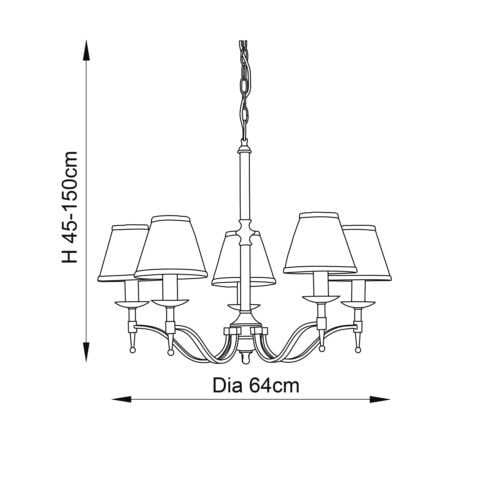 Stanford antique brass 5lt pendant & beige shades - Image 4