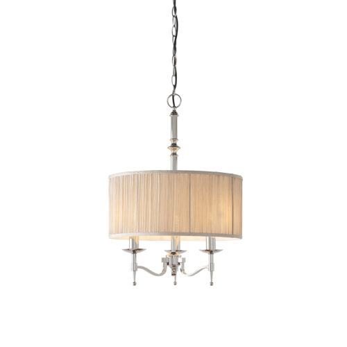 Stanford nickel 3lt pendant & beige shade