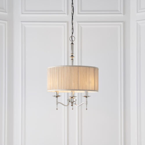 Stanford nickel 3lt pendant & beige shade - Image 2