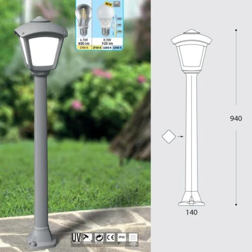 Fumagalli ROBY GIAFFA LANTERN Mini Post E27 GREY, BLACK - Image 2