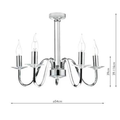 Pique 5 Light Polished Chrome Clear Crystal Detail - Image 2