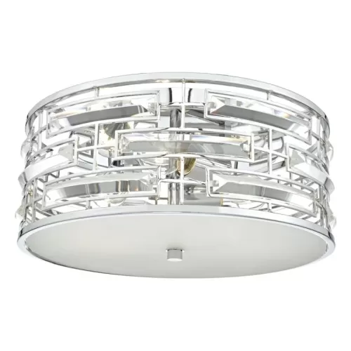 Seville 3 Light Flush Polished Chrome Crystal With Diffuser