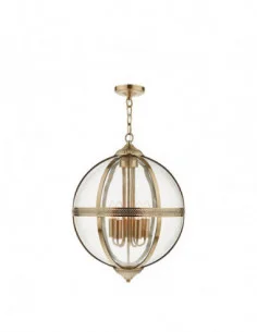 Vanessa 5 Light Lantern Antique Brass Glass