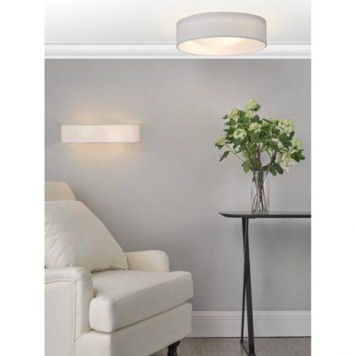 Nysa 3 Light Flush White Faux Silk 60cm - Image 2