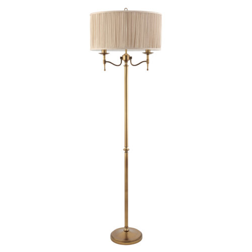 Stanford antique brass Floor & beige shade - Image 8