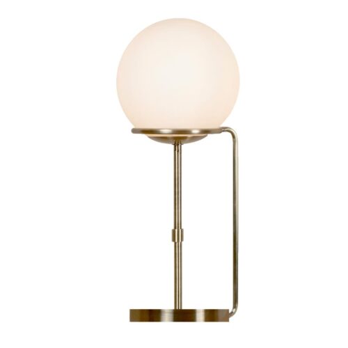 SPHERE TABLE LAMP - ANTIQUE BRASS METAL & OPAL GLASS