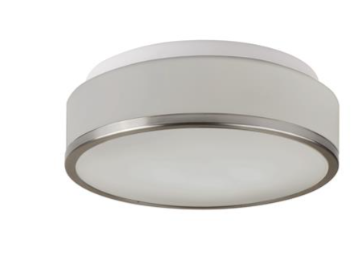 Cheese 2Lt Flush - Satin Silver Metal & White Glass