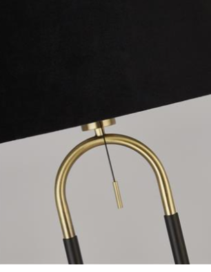 Jazz Table Lamp - Black, Satin Brass Metal & Black Velvet - Image 4