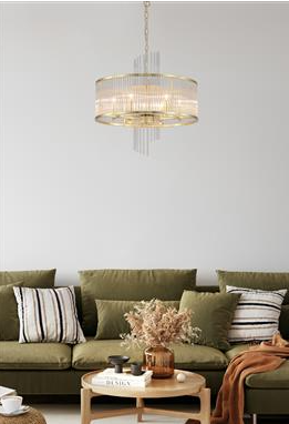 Lara 6Lt Pendant, Gold metal with clear glass rods - Image 3