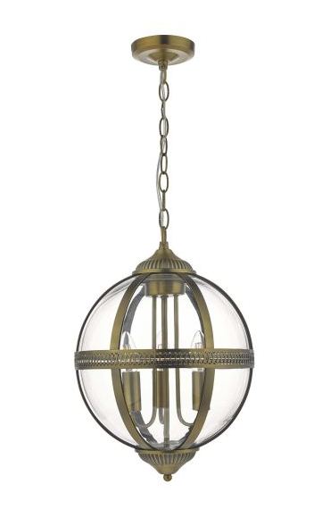 Vanessa 3 Light Pendant Antique Brass And Clear - Image 4