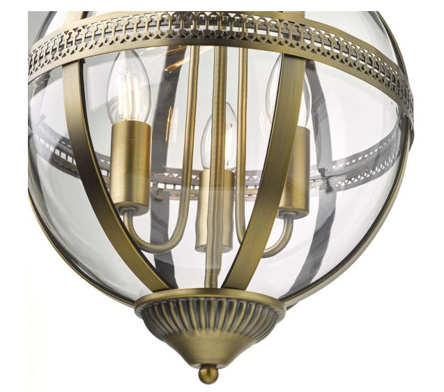 Vanessa 3 Light Pendant Antique Brass And Clear - Image 3