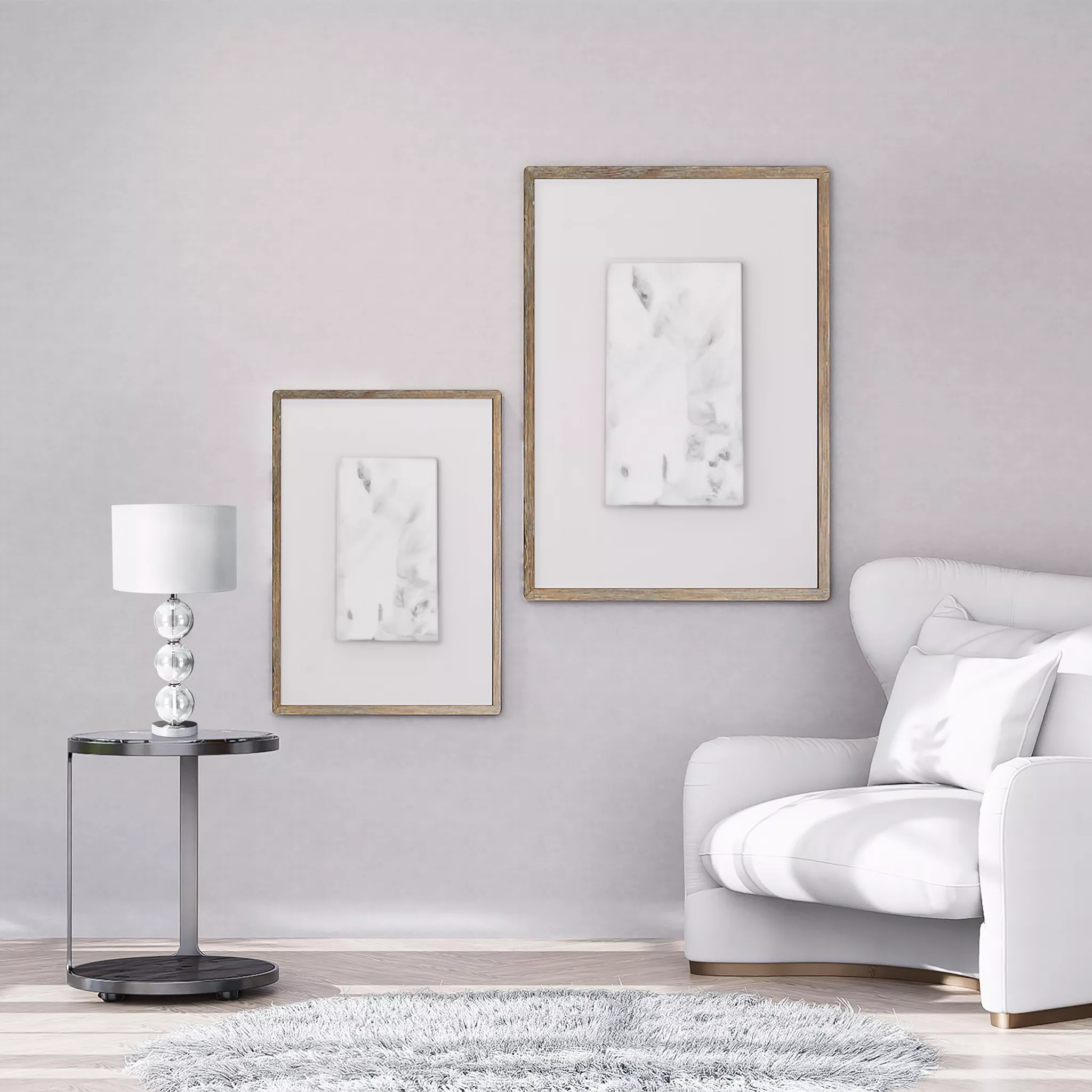 Bliss Table Lamp - Glass & White Linen Shade - Image 3